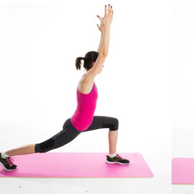 Crescent pose to chair